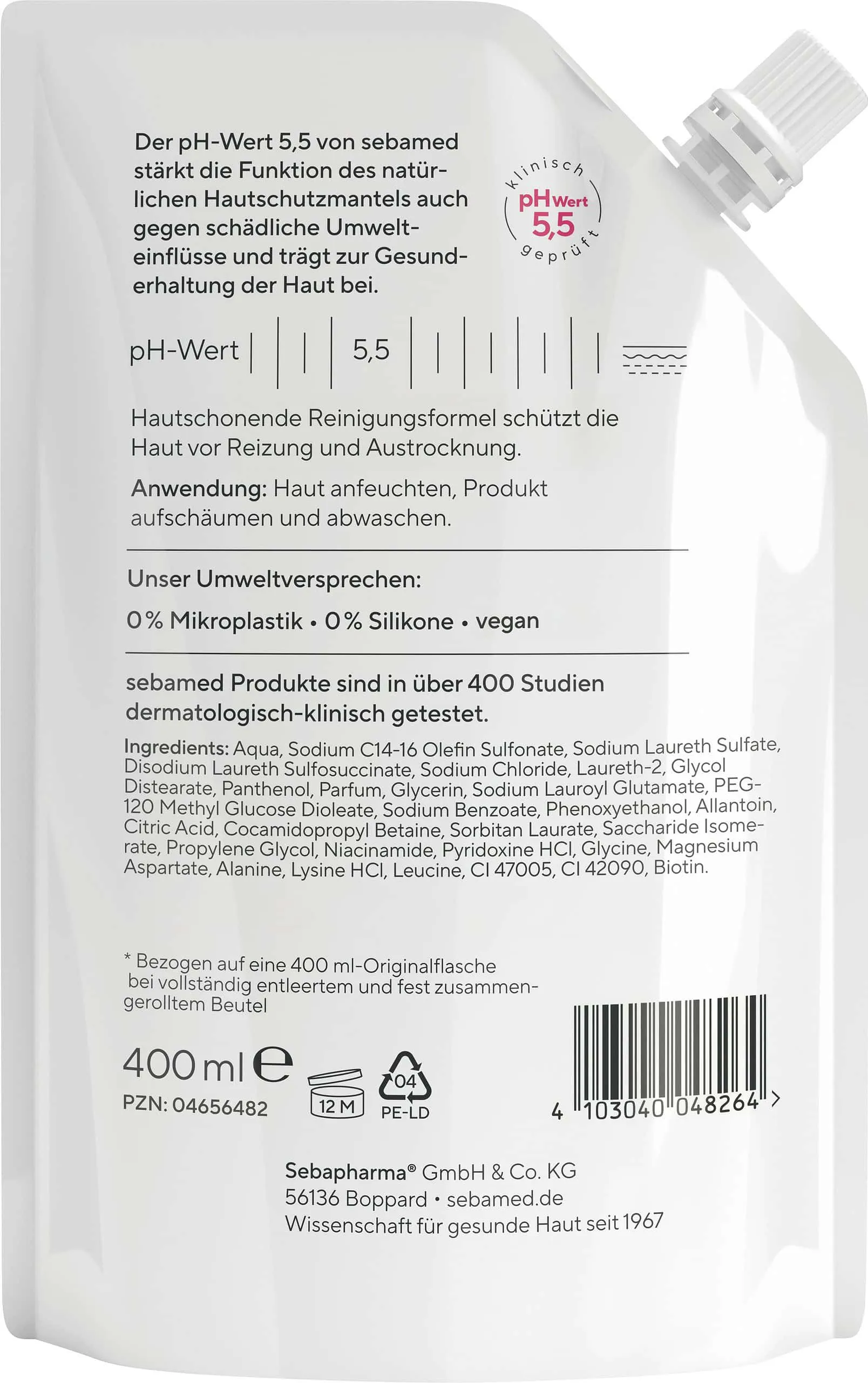 sebamed Flüssig Wasch-Emulsion Nachfüllbeutel 400 ml – Bild 2