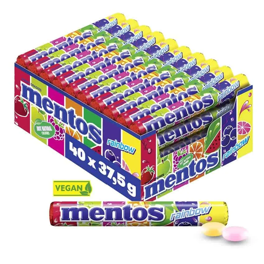 Mentos Kaubonbons Rainbow 40 Rollen x38g 1,52kg