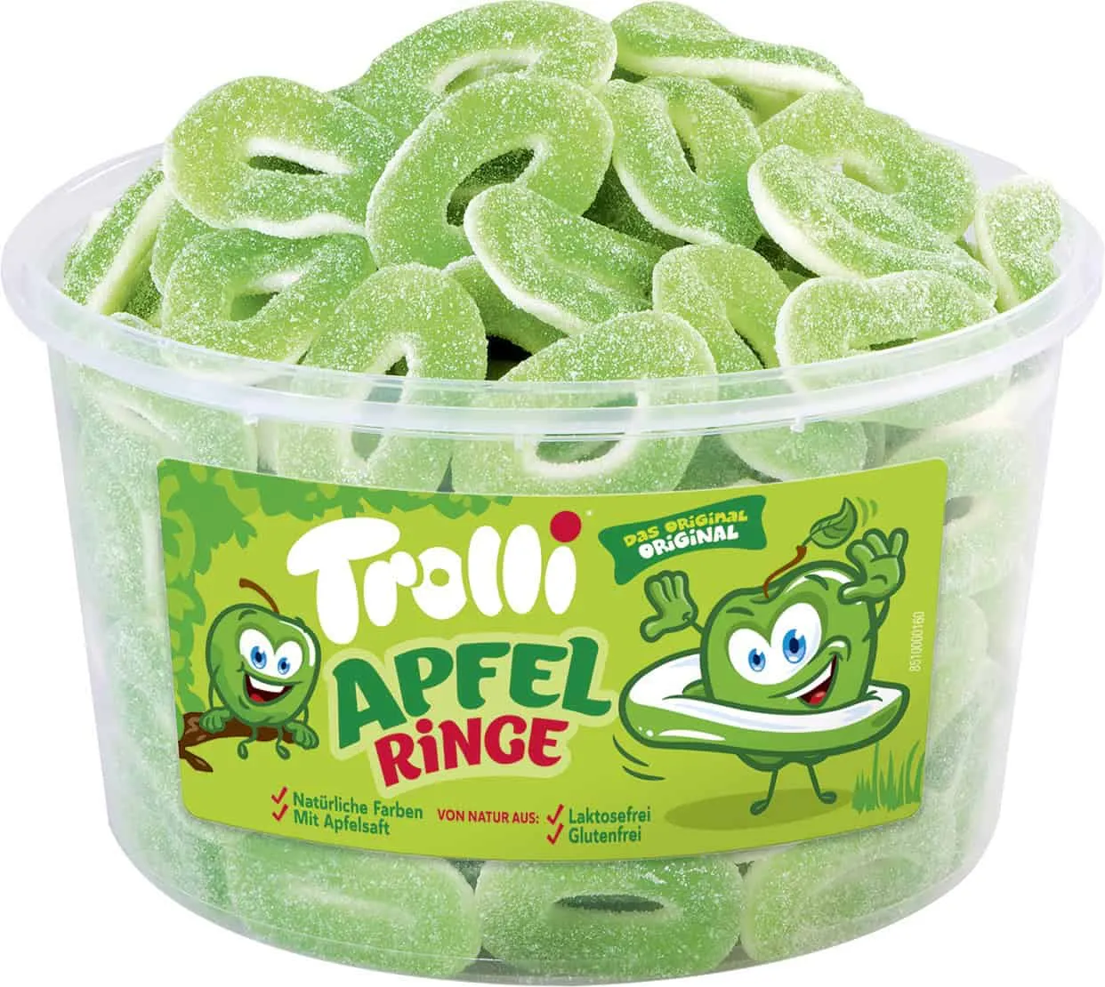 Trolli Fruchtgummis Apfelringe 150 Stück 1,2KG Dose