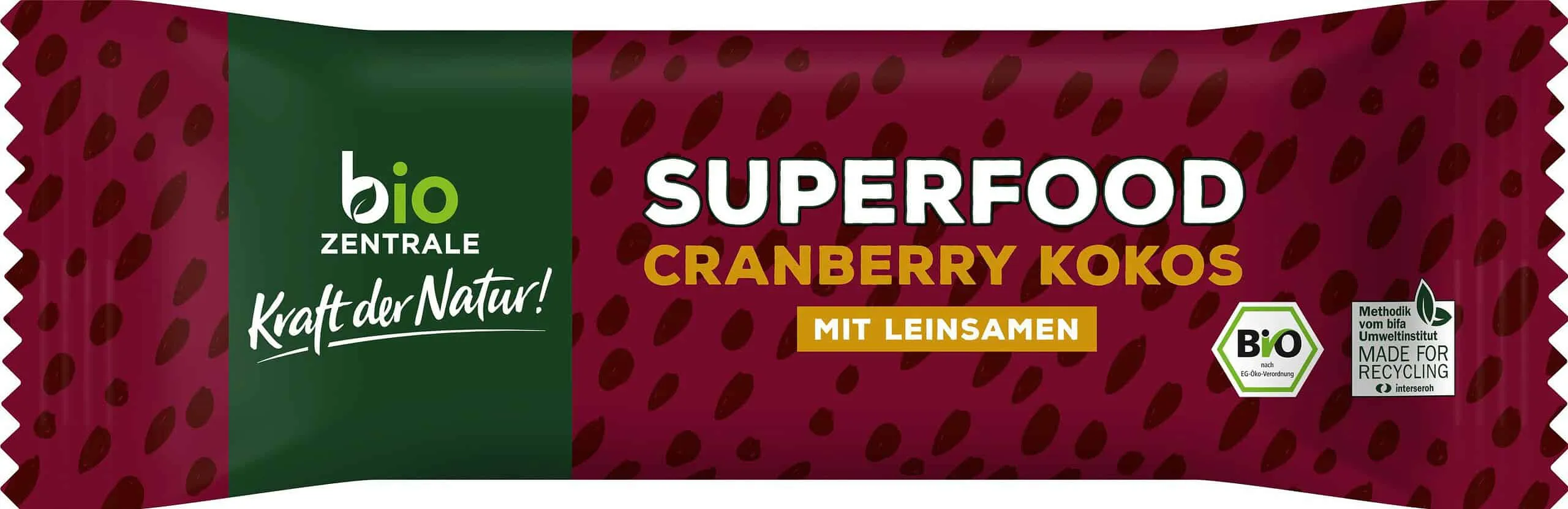 Bio Zentrale Riegel Superfood Cranberry Kokos 40g