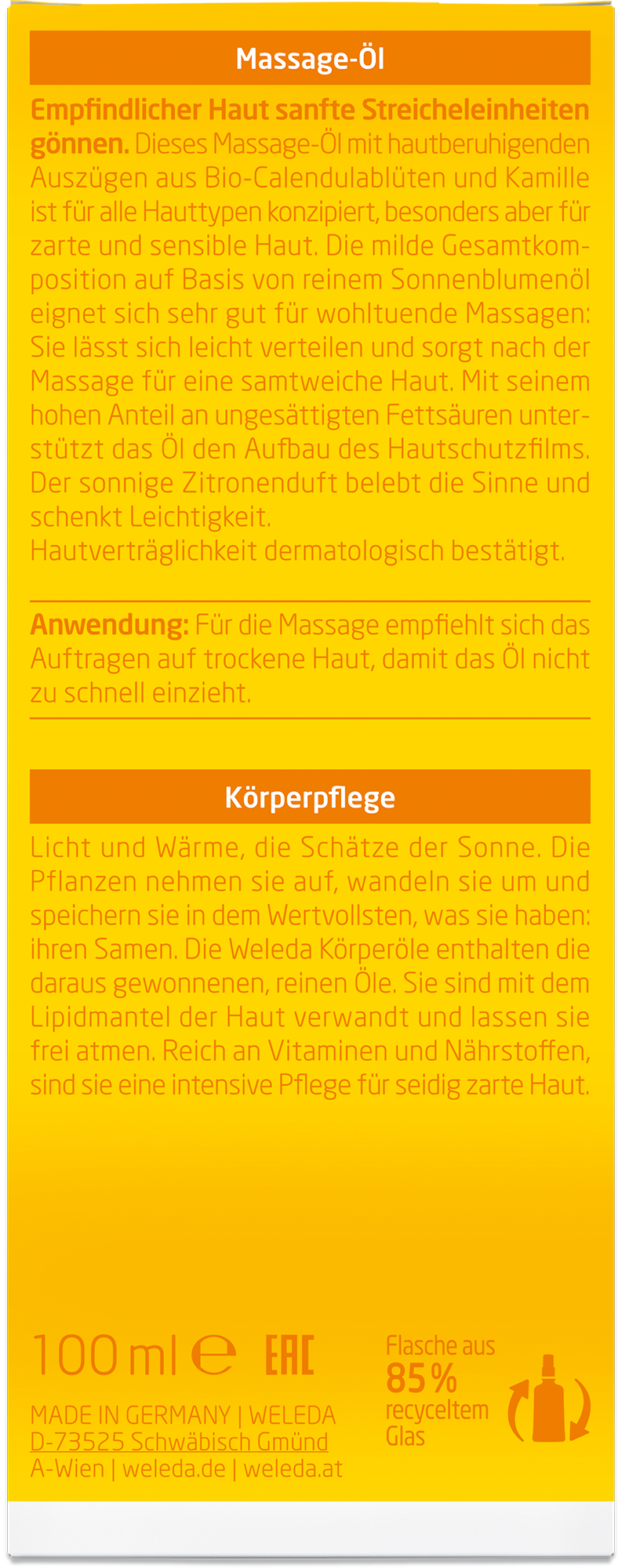 Calendula Massage-Öl Weleda 100 ml – Bild 2