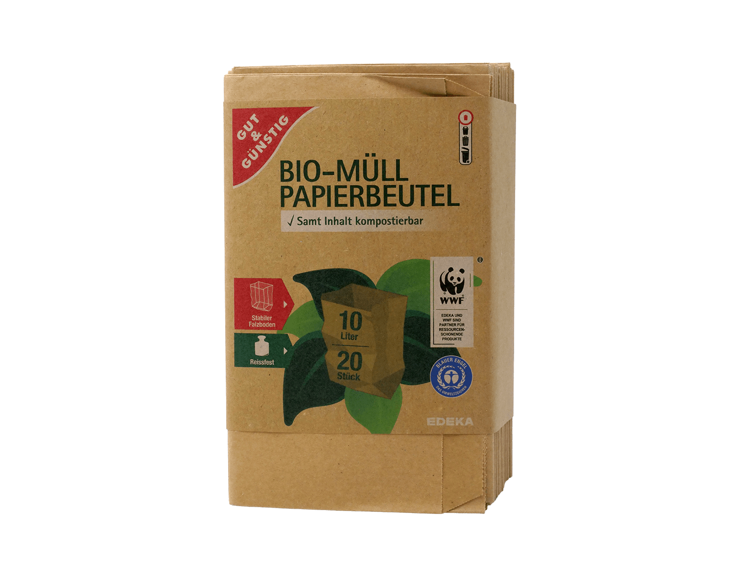Bio-Müll Papierbeutel 20x10L, GUT & GÜNSTIG