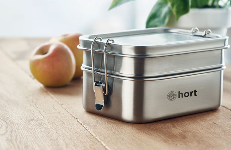 Retro Lunchbox Doppeldecker aus Edelstahl – Bild 3