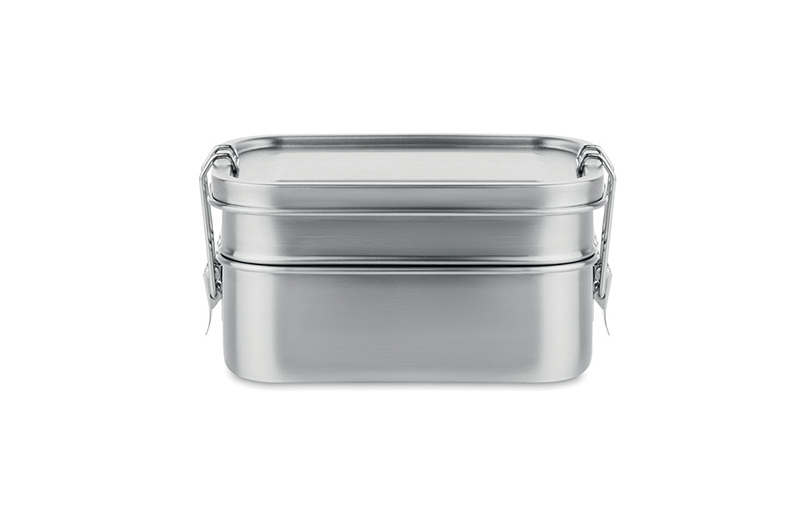 Retro Lunchbox Doppeldecker aus Edelstahl – Bild 2