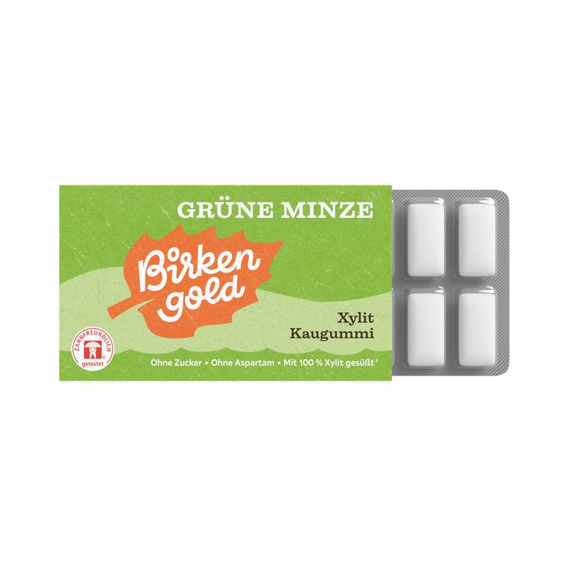 Birkengold Xylit Kaugummi Grüne Minze 24 Stück zu 17 g