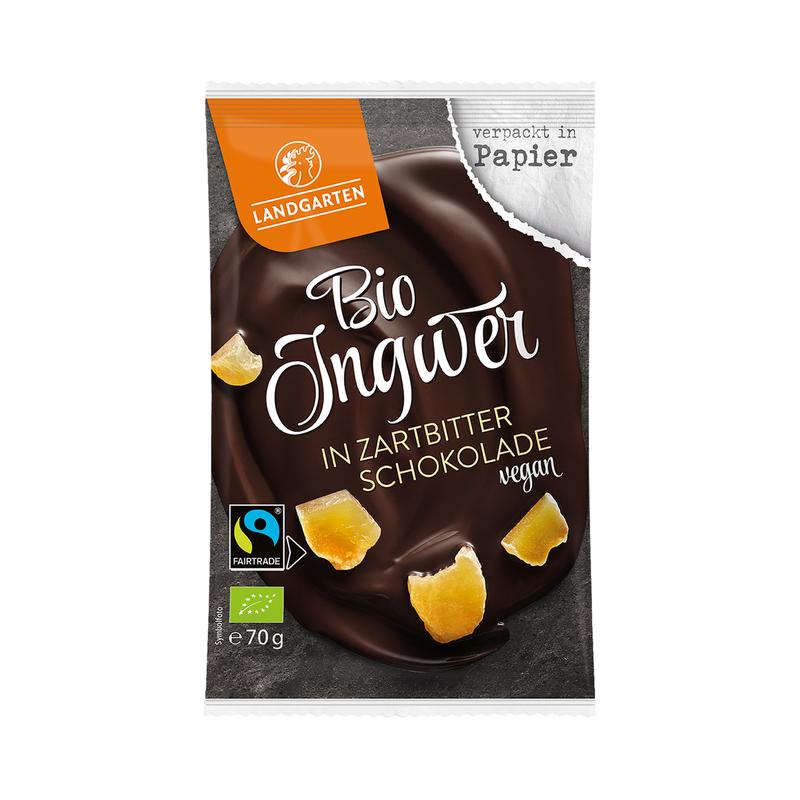 Landgarten Bio Ingwer in Zartbitter Schokolade 10 Stück zu 50 g – Bild 2