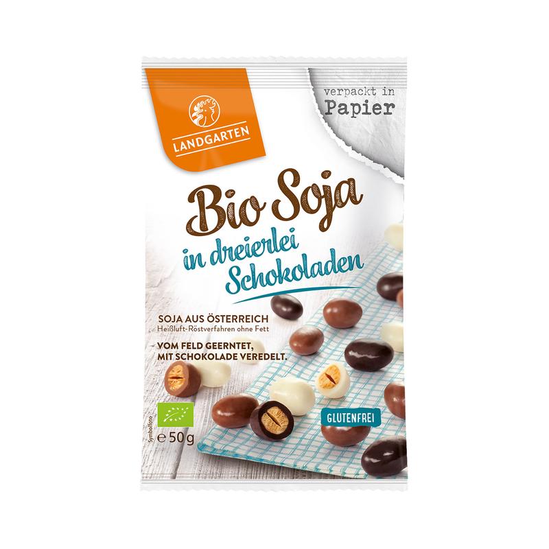Landgarten Bio Soja in dreierlei Schokoladen 10 Stück zu 50 g – Bild 2