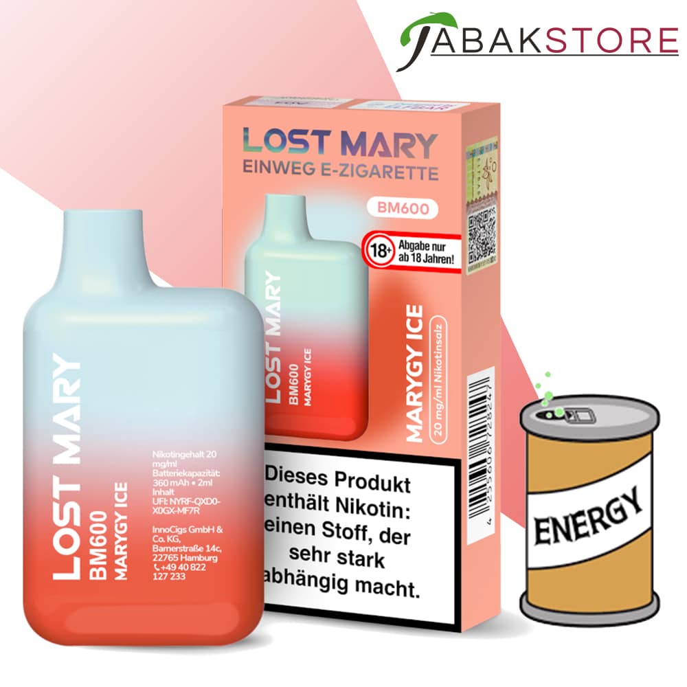 Elfbar Lost Mary BM600 | Einweg E-Zigarette Marybull Ice 20mg