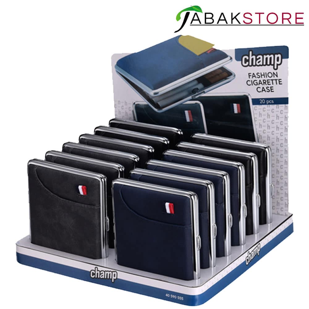 Champ Zigarettenetui | Schwarz – Blau | Platz für bis zu 20 Zig.