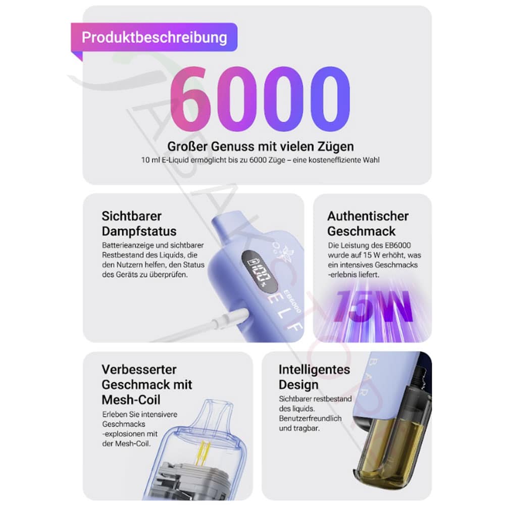 Elfbar Max 6000 Pods – Blueberry Sour Raspberry | 20mg – Bild 3