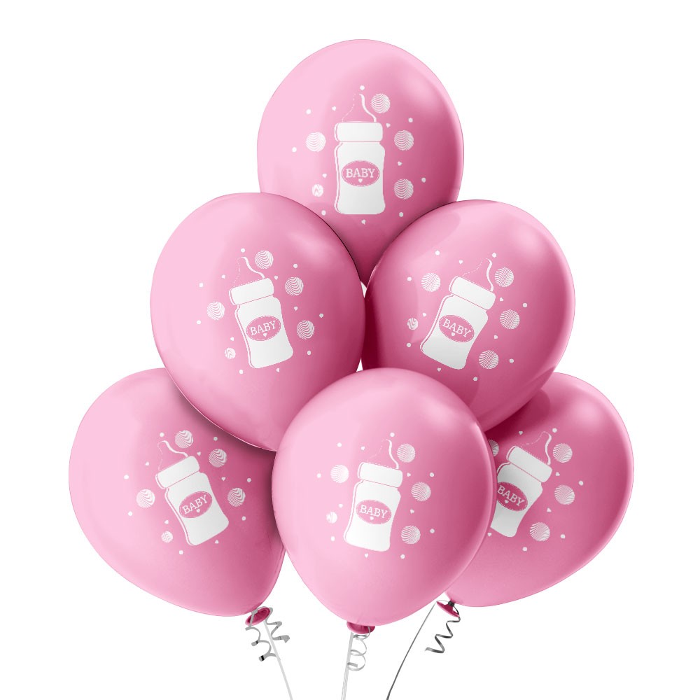Luftballons – Baby Flasche – Rosa – 6 Stück