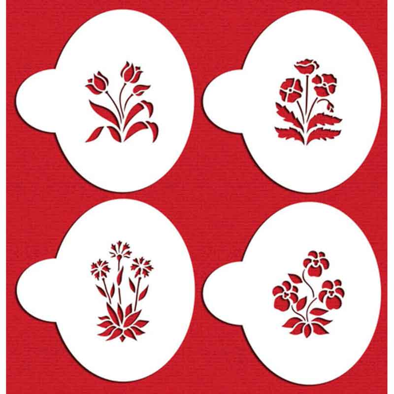 Mehlschablone (Stencil) Blumenbeet 4-teilig Ø 14 cm