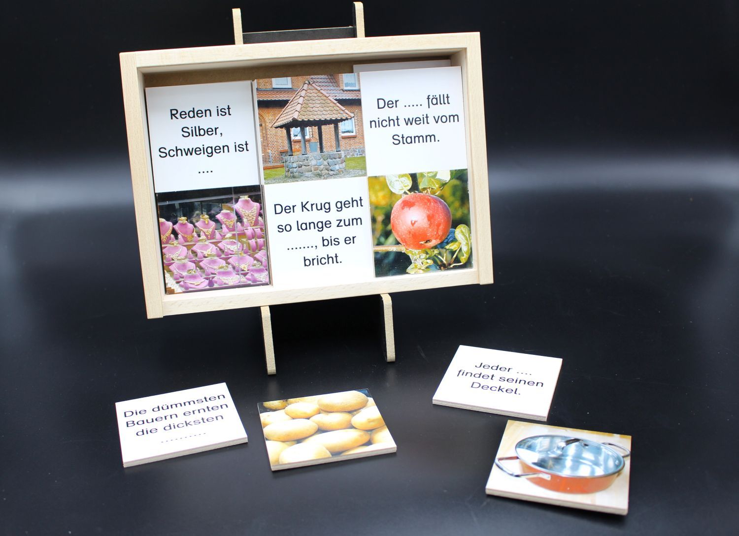 Memo aus Holz „Sprichwörter“