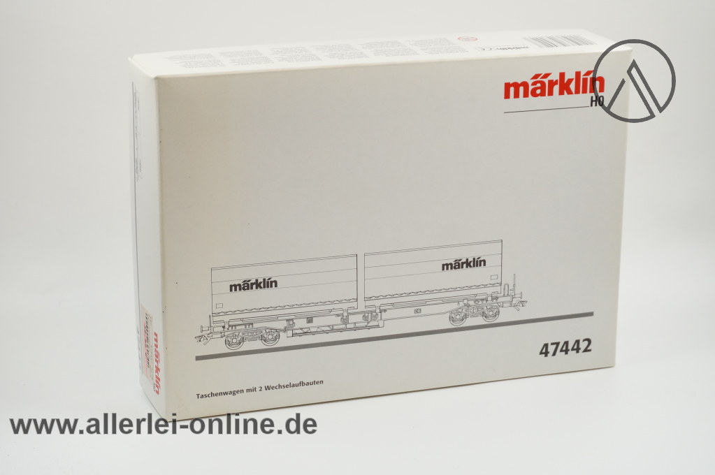Märklin H0 | 47442 Taschenwagen der DB | Sdgkms 707 mit Märklin LKW-Wechselaufbauten – Bild 8