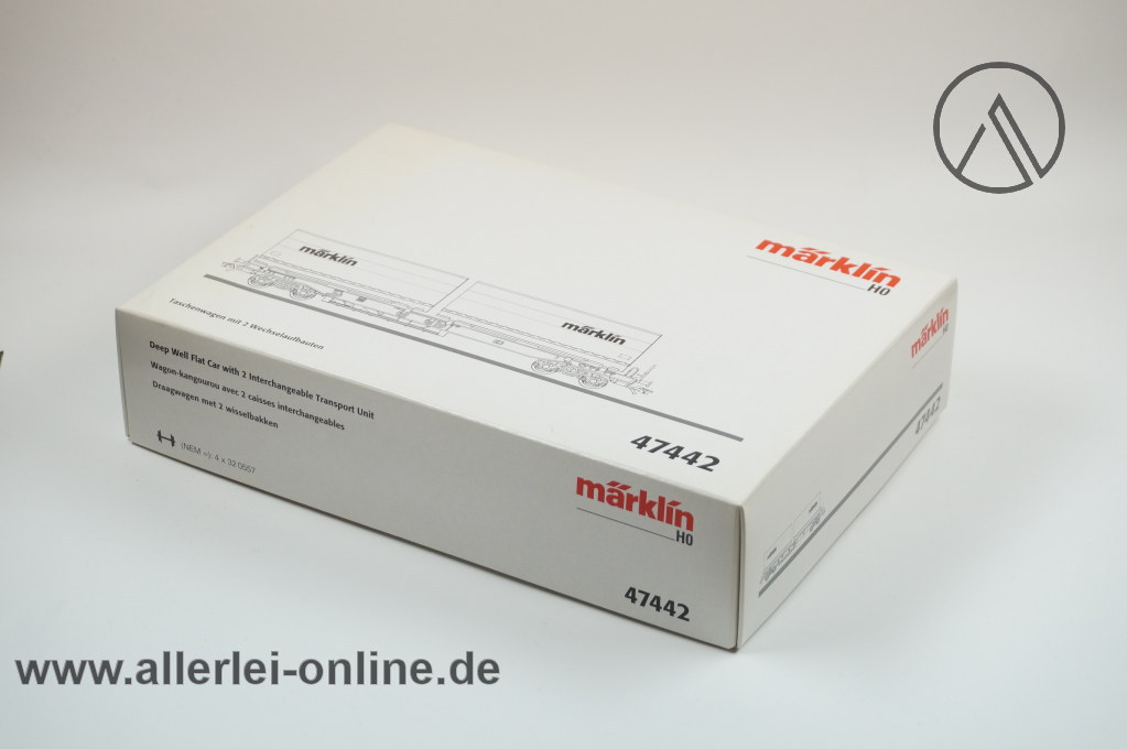 Märklin H0 | 47442 Taschenwagen der DB | Sdgkms 707 mit Märklin LKW-Wechselaufbauten – Bild 4