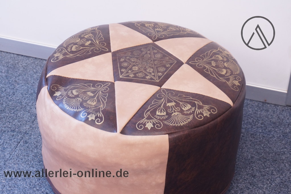 Pouf Hocker | Beistell Sitzhocker | Vintage 60er Jahre Skai-Kunstleder Sitzsack – Bild 4