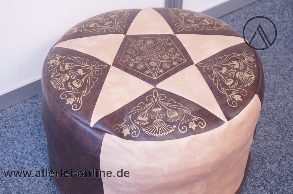 Pouf Hocker | Beistell Sitzhocker | Vintage 60er Jahre Skai-Kunstleder Sitzsack – Bild 5