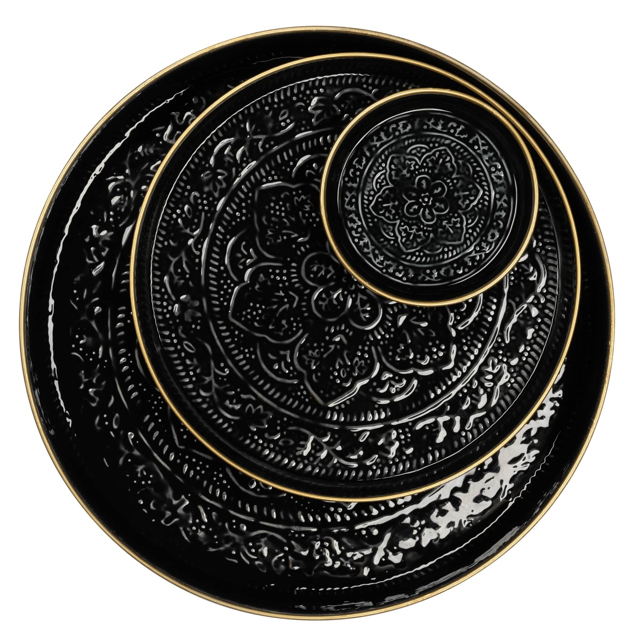 Marokkanisches Metalltablett Schwarz